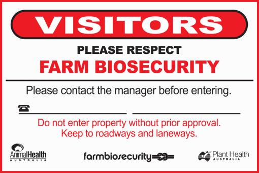 Farm biosecurity sign artwork